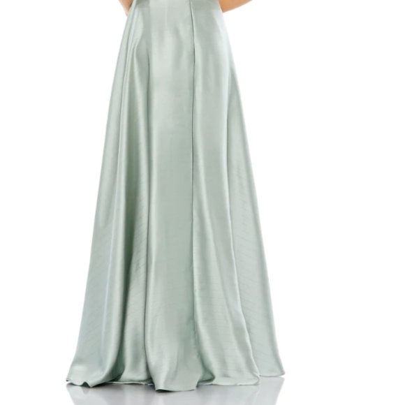 MAC DUGGAL 49523 RUFFLED ONE SHOULDER CUT OUT HI-LO SAGE GOWN sz 2 - Picture 5 of 5